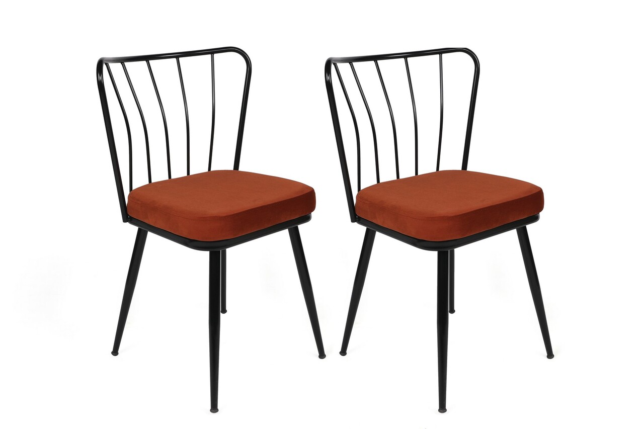 Set scaune 2 piese, Hanah Home, Yıldız-945 V2, Tigla Roșu/Negru - imagine 5